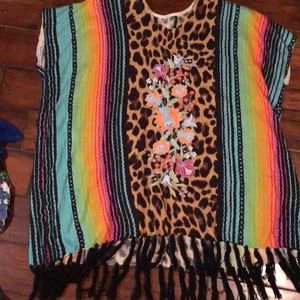 Serape cheetah poncho